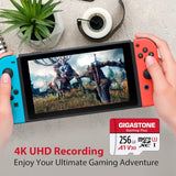 NEW Gigastone 256GB Micro SD Card, Gaming Plus, Nintendo-Switch Compatible, High Speed 100MB/s, 4K Video Recording, Micro SDXC UHS-I A1 Class 10, 1pc