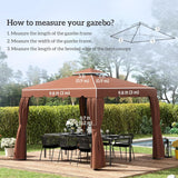 NEW Retails $110, Outsunny 10' x 10' Gazebo Replacement Canopy, Gazebo Top Cover with Double Vented Roof for Garden Patio Outdoor TOP ONLY, Coffee