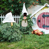 NEW Retails $82, E-view Metal Snowman Garden Stake Christmas Yard Signs with LED Light - Outdoor Decorative Snowman Welcome Sign Winter Holiday Lawn Decoration