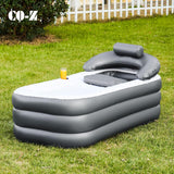 NEW Retails $99+, CO-Z Inflatable Bathtub With Electric Air Pump, Portable Tub With Blow Up Bath Pillow Cover, Drainage Cup Holder, Foldable Outdoor Freestanding Tub for Adults, Grey