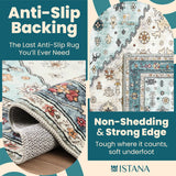 NEW Retails $220+, Istana Large 8 Ft X 10 Ft Washable Stain Resistant Area Rug in Cream & Blue!