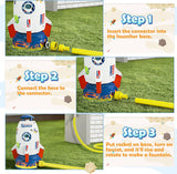 NEW Skirfy Sprinkler Rocket Launcher Outdoor Water Toys for Kids, Rocket Design Water Powered Liftoff 9-16ft & Spin, Summer Garden Water Play Toys & Birthday Gift for Girls Boys Age 3-12 Year Old (White), Distressed Box, Contents Are Perfect