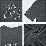 NEW Women Plus Size Be Kind T Shirt Summer V Neck Cute Graphic Tees Funny Inspirational Teacher Tops, Grey, Sz 3X, Fits Like 1X-2X
