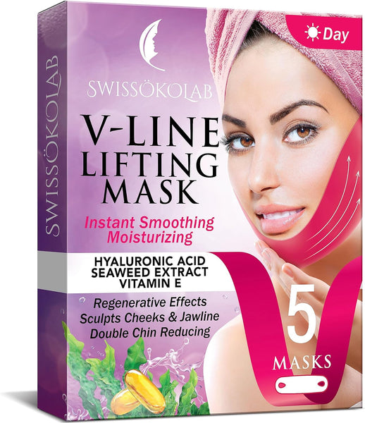 NEW V shape lifting up Face Mask Chin Up Patch Double Chin Reducer Chin Contour Tightening Firming Face Lift Tape Mask V-Line Neck Lifting Patches V Shaped Slimming Face Mask 5 pcs
