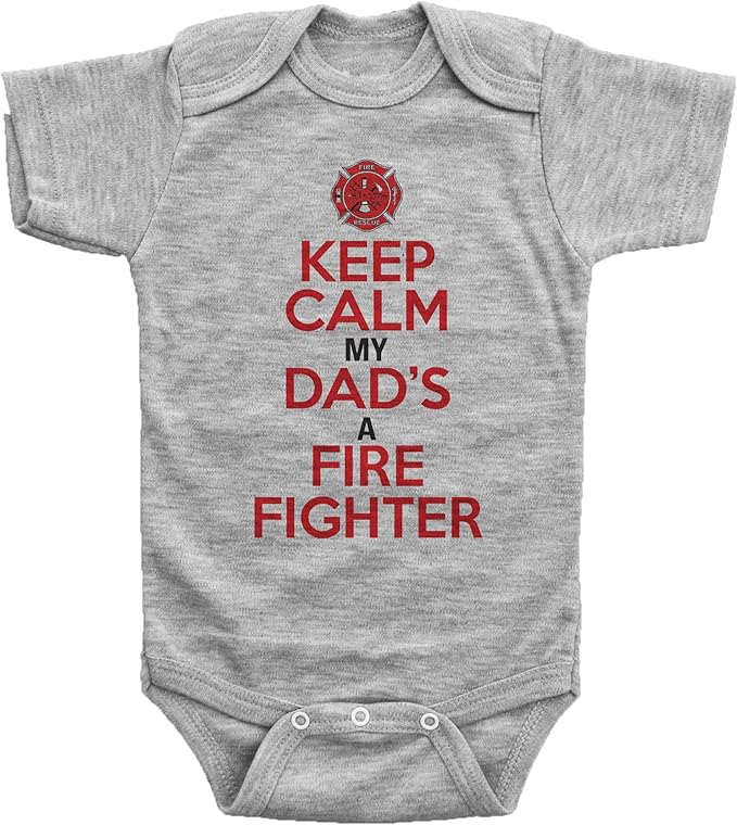 NEW Baffle Funny Fire Fighter Onesie/Keep Calm, My Dad's A Firefighter/Daddy Sz 9 Months