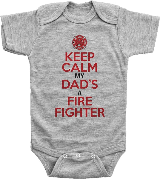 NEW Baffle Funny Fire Fighter Onesie/Keep Calm, My Dad's A Firefighter/Daddy Sz 9 Months
