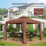 NEW Retails $110, Outsunny 10' x 10' Gazebo Replacement Canopy, Gazebo Top Cover with Double Vented Roof for Garden Patio Outdoor TOP ONLY, Coffee