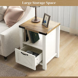 NEW Retails $125, HOMCOM Farmhouse End Table Side Table Nightstand, White