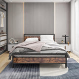 NEW IN BOX Retails $200, BOFENG Queen Size Bed Frames with Wood Headboard and Footboard, Heavy Duty Platform Bed Frame with Storage No Box Spring Needed Queen Mattress Foundation, Strong Steel Slats, Noise Free, Queen Size
