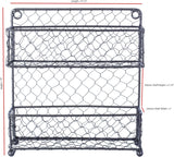 NEW Retails $50, 2 Tier Vintage Metal Chicken Wire Spice Rack Organizer, Small/9.5" x 2.25" x 10", Rustic