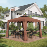 NEW Retails $110, Outsunny 10' x 10' Gazebo Replacement Canopy, Gazebo Top Cover with Double Vented Roof for Garden Patio Outdoor TOP ONLY, Coffee