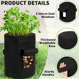NEW Retails $40, SYITCUN 4 Pack 15 Gallon Potato Growing Bags, Thickened Nonwoven Fabric Grow Bags with 2 Windows & 2 Reinforced Handle, Potato Bags for Growing Potatoes, Vegetable and Fruits