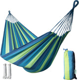 NEW Canvas Hammock 108" Long X 59" Wide 2 Person Hammock 440 pounds Maximum Weight Applicable Scenes in Courtyard Autumn, Indoor Hanging Chairs, Beach Leisure (Blue-Green)