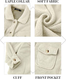 NEW TECREW Women's Winter Sherpa Fleece Jacket Button Down Fuzzy Shacket Outwear Coat with Pockets, Cream, Sz XXL, Retails $83