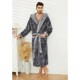 NEW U2SKIIN Mens Hooded Robe, Big and Tall Full Length Plush Robe for Men Long Fleece Bathrobe, Medium/Large