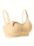 NEW Nursing Bra Without Steel Ring & Single-handed Buckles &Front Opening Buckles, No Sense Of Restraint Bra, Pregnant Women's Underwear With Plus Size Options, Light Beige, Sz M - Retails $73