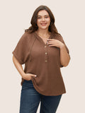 NEW Bloomchic Solid Hooded Drawstring Dolman Sleeve T-shirt, Dark Brown, PLUS Sz 28