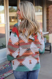 NEW Multicolor Aztec Print Zipped Split Neck Hoodie, Sz M, Retails $57