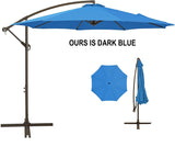 NEW MUCHENGHY 10ft Patio Umbrellas Offset Outdoor Umbrella Cantilever Hanging Umbrellas with Crank & Cross Base 8 Sturdy Ribs for Yard, Garden & Deck (Dark Blue), Retails $199+
