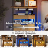 NEW Assembled Multi-purpose Smart Modern Nightstand End Table with LED & Adjustable Height, 2-Drawer Rolling with swivel top, Charging Station, Wood