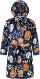 NEW Retails $61, Kids Hooded Bathrobe Soft Plush Hooded Flannel Robe, Sport Print, Sz 11-12 Years