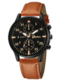 NEW Men's Luxury Water Resistant Watch with Leather Strap Brown & Brown Quartz