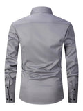 NEW Men's Formal Solid Long Sleeve Slim Fit Button Up Shirt For Business Occasions, Spring Fall Men's Shirt, Grey, Sz M, Retails $95