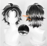 NEW Anime Kotaro Bokuto Cosplay Wig 30cm Silver Wig Black White Wig Heat Resistant Synthetic Hair Halloween