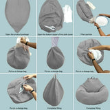 NEW EIMELI Bean Bag Sofa Chairs Cover Classic Lazy Lounger Bean Bag Storage Chair for Adults Children, Grey Sz XL