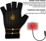 NEW One Size, Aym Unisex USB Interface Heat Fingerless Knit Gloves, Black - includes power cord