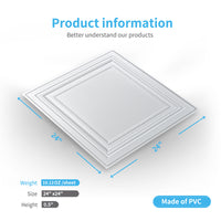NEW Glue up or Drop In - Art3d PVC Ceiling Tiles, 2'x2' Plastic Sheet in White (12-Pack)! Retails $110/box , 4 boxes = $440