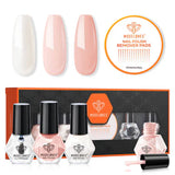 NEW Modelones Nail Polish Kit with 3 Classic Colors (5ml), Remover Pads and Treatment Oil, Gossip