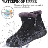 NEW Womens Faux Fur Lined Waterproof Ankle Boots Side Zipper Warm Lightweight Anti-Slip, Black, Sz 8.5, Retails $45