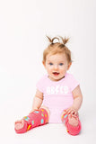 New ABCD Alphabet Rock And Roll Cute Funny One Piece Comfy Short Sleeve Bodysuit Sz 3-6 Months
