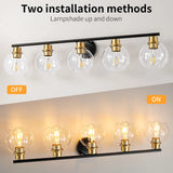 NEW Retails $220, Wayfair Aanay Dimmable Bathroom Vanity Light, Black/Gold