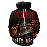 NEW ACDC Rock Band 3D Printed Hoodie/Zipper Hoodie Sz 2X, Back and front Graphics