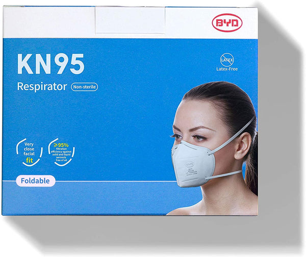 NEW BYD CARE KN95 Respirator, 20 Pack with Individual Wrap, Breathable & Comfortable Foldable Safety Mask with Head Strap for Tight Fit, GB2626 compliant with Filter Efficiency ≥95%
