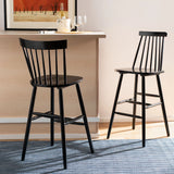 NEW Assembled, Retails $740, Wayfair Birdia Solid Wood Counter Stool, Black, Set of 2, 24" seat height