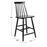 NEW Assembled, Retails $740, Wayfair Birdia Solid Wood Counter Stool, Black, Set of 2, 24" seat height