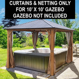 New 10 Ft. W x 10 Ft. Replacement Curtains & Netting! Gazebo NOT Included