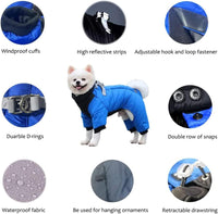 New Duomm Cozy Waterproof Windproof Reversible Winter Dog Jacket with Harness Fits 13 Lb- 15 Lb Dog (Sz XL- see dog sizing chart picture) BLUE