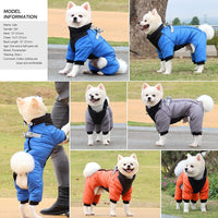 New Duomm Cozy Waterproof Windproof Reversible Winter Dog Jacket with Harness Fits 13 Lb- 15 Lb Dog (Sz XL- see dog sizing chart picture) BLUE