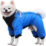 New Duomm Cozy Waterproof Windproof Reversible Winter Dog Jacket with Harness Fits 13 Lb- 15 Lb Dog (Sz XL- see dog sizing chart picture) BLUE