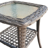 NEW Assembled, Retails $134, Winston Porter Floson Rattan and Tempered Glass Side Table, TABLE ONLY!