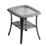 NEW Assembled, Retails $134, Winston Porter Floson Rattan and Tempered Glass Side Table, TABLE ONLY!