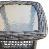 NEW Assembled, Retails $134, Winston Porter Floson Rattan and Tempered Glass Side Table, TABLE ONLY!
