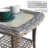 NEW Assembled, Retails $134, Winston Porter Floson Rattan and Tempered Glass Side Table, TABLE ONLY!