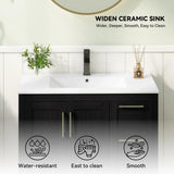 NEW Retails $520, Frenette 32" H X 36" W X 18" D H Single Bathroom Vanity, Black