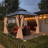 New Gazebo Privacy 4 Panel Curtains 10 x 12 FT Outdoor Replacement Curtains(Curtain Only) Universal 4-Panels Sidewall with Zipper for Patio, Outdoor Canopy, Garden and Backyard (CURTAINS ONLY)