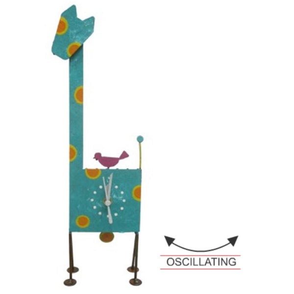 New with box! OXIDOS GIRAFFE PENDULUM CLOCK MADE IN COLOMBIA FAIR TRADE, HAND-CRAFTED Retails $65+